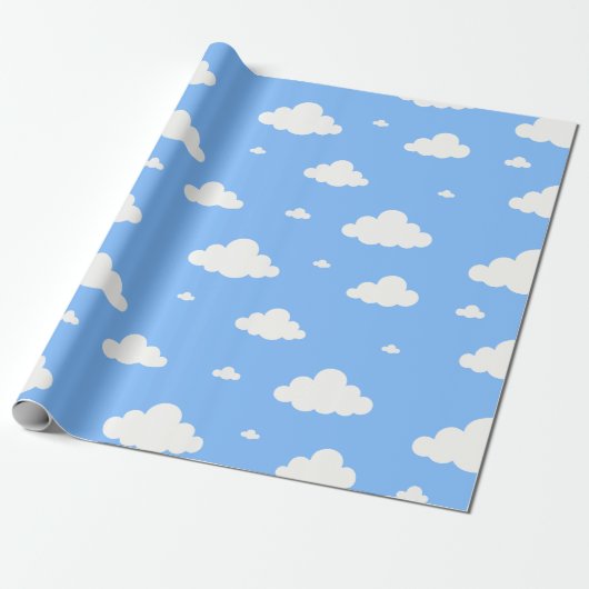 Cute white clouds pattern sky blue seamless wrappi ラッピングペーパー (アンロールド)