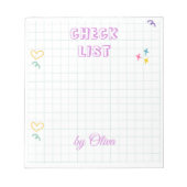 Cute White & Colorful Gingham Pattern ノートパッド (正面)