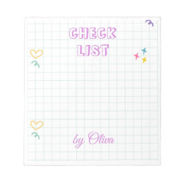 Cute White & Colorful Gingham Pattern ノートパッド