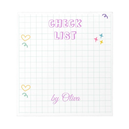 Cute White & Colorful Gingham Pattern ノートパッド (正面)