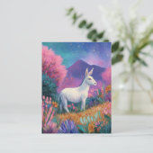Cute White Donkey in Mountains ポストカード (スタンド正面)