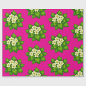 Cute white flowers and green leaves Wrapping Paper ラッピングペーパー (フラット)