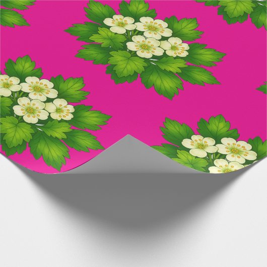 Cute white flowers and green leaves Wrapping Paper ラッピングペーパー (角)