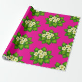 Cute white flowers and green leaves Wrapping Paper ラッピングペーパー (アンロールド)