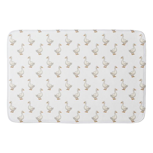 Cute White Goose Pattern バスマット (正面)