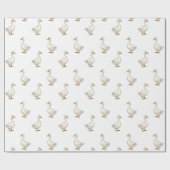 Cute White Goose Pattern ラッピングペーパー (フラット)