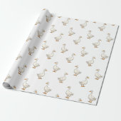 Cute White Goose Pattern ラッピングペーパー (アンロールド)