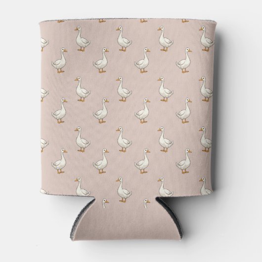 Cute White Goose Pattern 缶クーラー (正面)