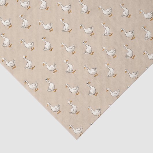 Cute White Goose Pattern Beige 薄葉紙 (詳細)