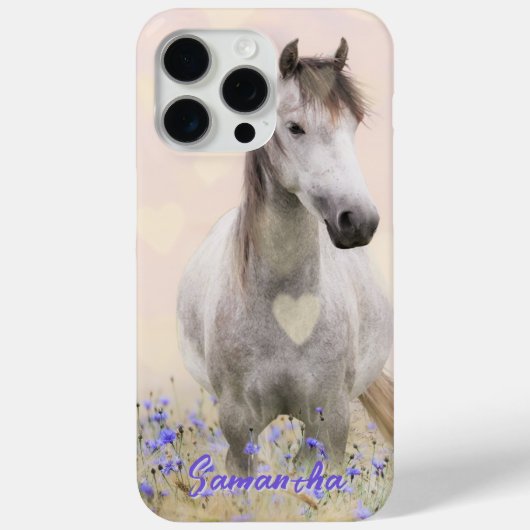 Cute White Horse Purple Flower Case-Mate iPhone Ca iPhoneケース (裏面)