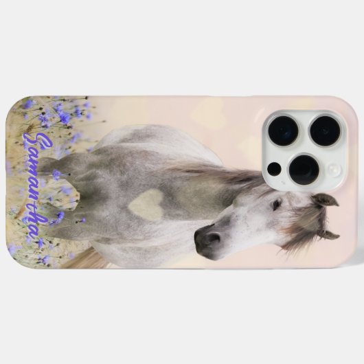 Cute White Horse Purple Flower Case-Mate iPhone Ca iPhoneケース (裏面 (横))