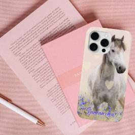 Cute White Horse Purple Flower Case-Mate iPhone Ca 15 Pro Maxケース