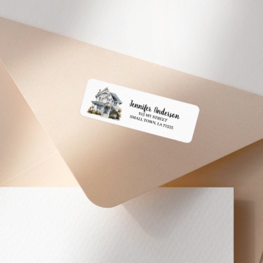 Cute White House New Home Envelope Address ラベル