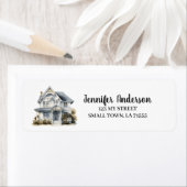 Cute White House New Home Envelope Address ラベル (インサイチュ)