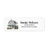 Cute White House New Home Envelope Address ラベル (正面)
