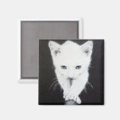 Cute white kitten Animal drawing art Cat lovers マグネット (正面/裏面)