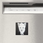 Cute white kitten Animal drawing art Cat lovers マグネット (インサイチュ (食洗機))