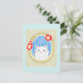 Cute White Kitten Cat Makeup Flat Card (スタンド正面)