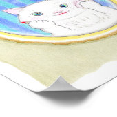Cute White Kitten Cat Makeup  Kids Art ポスター (角)