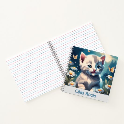Cute White Kitten Cat Spiral Notebook ノートブック (内部)