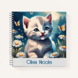 Cute White Kitten Cat Spiral Notebook ノートブック