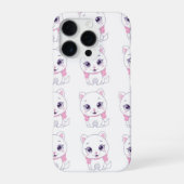 Cute White Kitten illustration  iPhoneケース (裏面)