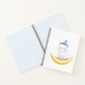 Cute White Kitten on Moon Spiral Notebook ノートブック (内部)