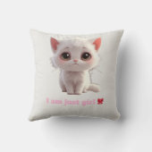 Cute White Kitten Throw Pillow - I Am Just Girl Ca クッション (裏面)
