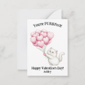 Cute White Kitten You're PURRfect Kids Valentines ノートカード (正面)