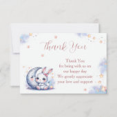 Cute white little bunny and a crescent silver moon サンキューカード (正面)