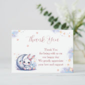Cute white little bunny and a crescent silver moon サンキューカード (スタンド正面)