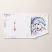 Cute white little bunny and the moon バスタオルセット (ハンドタオル)