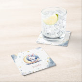 cute white little bunny sitting on the moon スクエアペーパーコースター (インサイチュ)