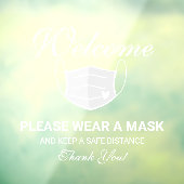 Cute White Mask Requirement Business Welcome ウィンドウサイン (シート3)