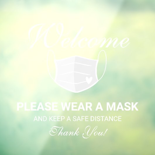 Cute White Mask Requirement Business Welcome ウィンドウサイン (シート3)