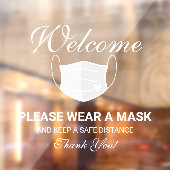 Cute White Mask Requirement Business Welcome ウィンドウサイン (シート2)