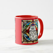Cute White Persian Cat Stained Glass マグカップ (正面右)