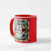 Cute White Persian Cat Stained Glass マグカップ (正面左)