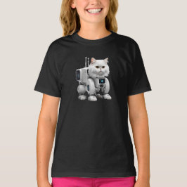 Cute White Persian Robot Kids T-shirt Tシャツ
