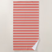 Cute white pink stripes ビーチタオル (正面)