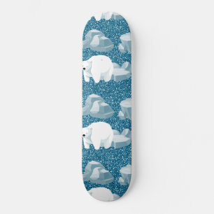 Cute White Polar Bear North Wild Animal Blue Cold スケートボード