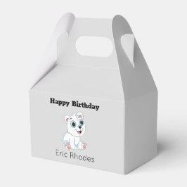 Cute white polar bear on gray birthday フェイバーボックス