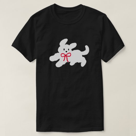Cute White Puppy with Red Bow Coquette Aesthetic Tシャツ (デザイン正面)
