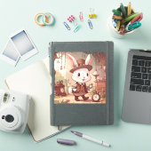 Cute White Rabbit Wonderland Whimsical Timekeeper シール (iPadカバー)