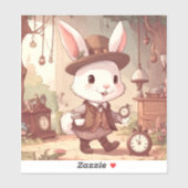 Cute White Rabbit Wonderland Whimsical Timekeeper シール (シート)