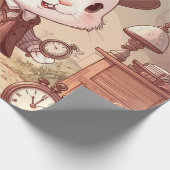 Cute White Rabbit Wonderland Whimsical Timekeeper ラッピングペーパー (角)