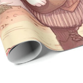 Cute White Rabbit Wonderland Whimsical Timekeeper ラッピングペーパー (ロールコーナー)