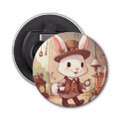Cute White Rabbit Wonderland Whimsical Timekeeper 栓抜き (正面)