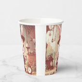 Cute White Rabbit Wonderland Whimsical Timekeeper 紙コップ (左)