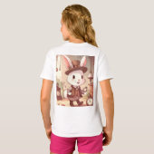 Cute White Rabbit Wonderland Whimsical Timekeeper Tシャツ (裏面フル)